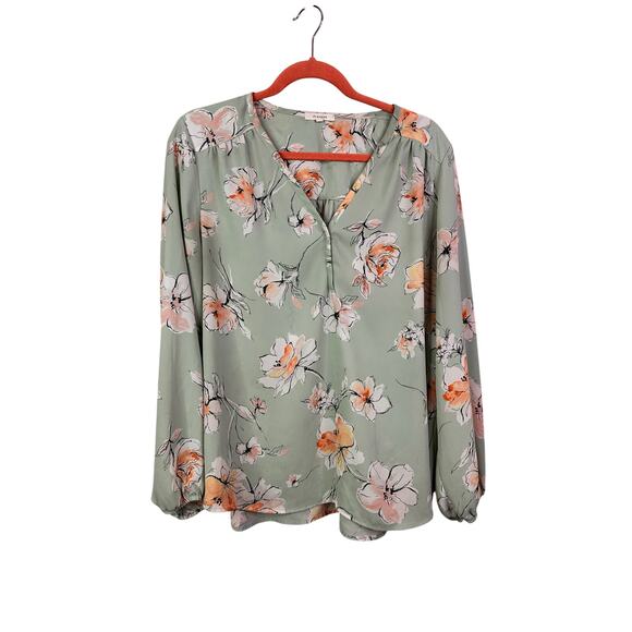 Pleione Womens Shirt Size XLarge Floral Cottage Core Fairy Prairie Smocked Wrist - Picture 1 of 5